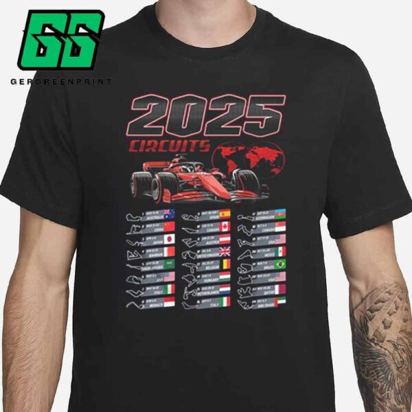 Formula 1 2025 Circuits Grand Prix Calendar Unisex T-Shirt