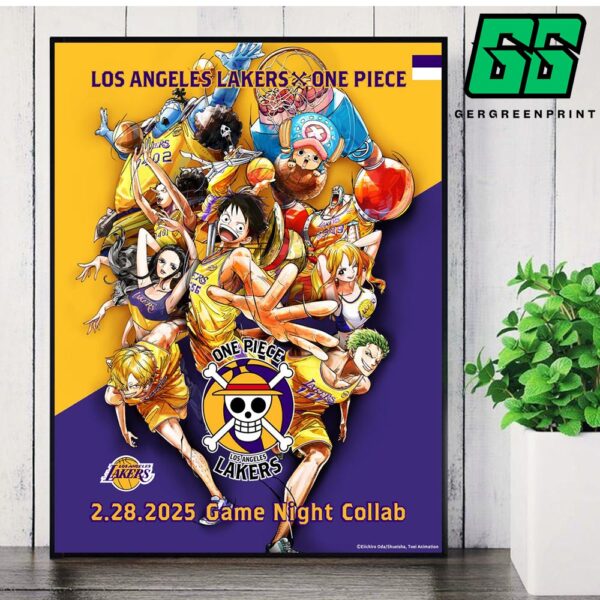 Los Angles Lakers x One Piece The Straw Hat Priates Will Be Coming To LA In The Purple And Gold Home Decor Poster Canvas