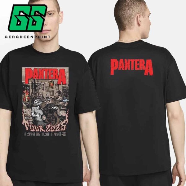 Pantera Tour 2025 Merch Poster With Tour Dates And Places Two Sides Unisex T-Shirt